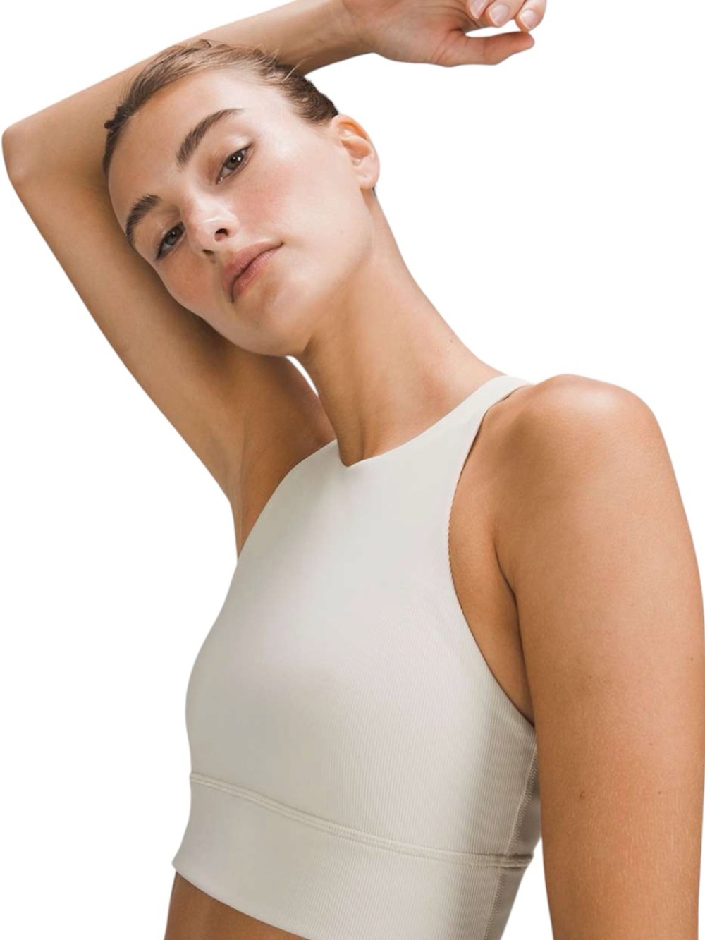Lululemon Energy High Neck Longline Ribbed White Bra Size 4